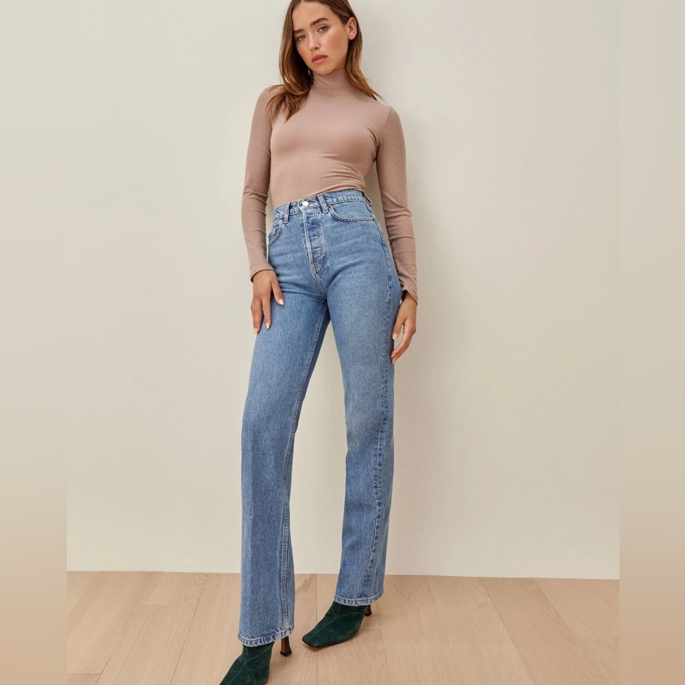 Reformation Cynthia High Rise Straight Long Jeans (Colorado wash)